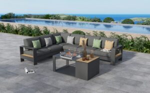 Alu sectional sofa set with fire pit (Medium)